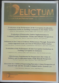 Image of EVALUATION OF THE PERFORMANCE OF THE CORRUPTION ERADICATION COMMISION (KPK) IN TACKLING CORRUPTION IN THE PUBLIK SEKTOR.